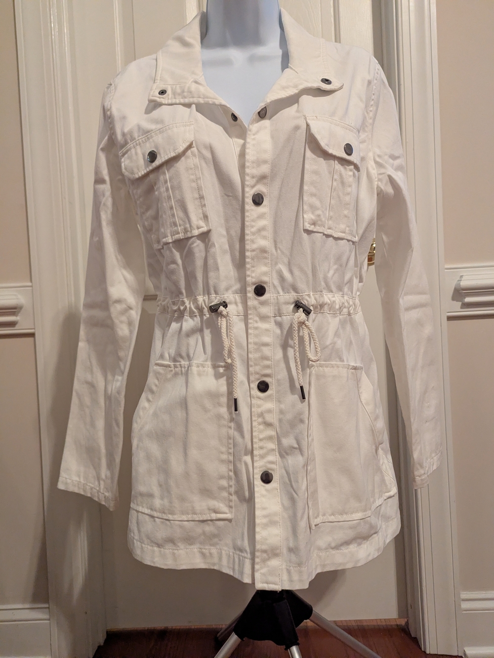 Arizona Jean Company White Drawstring Waist Utility Jacket